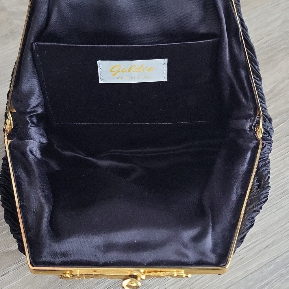 Goldco Vintage Black Pleated Evening Bag - Picture 4 of 11